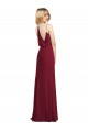 V-Neck Long Soft Chiffon Burgundy A-Line Sleeveless Formal Dress / Bridesmaid Dress Darwin
