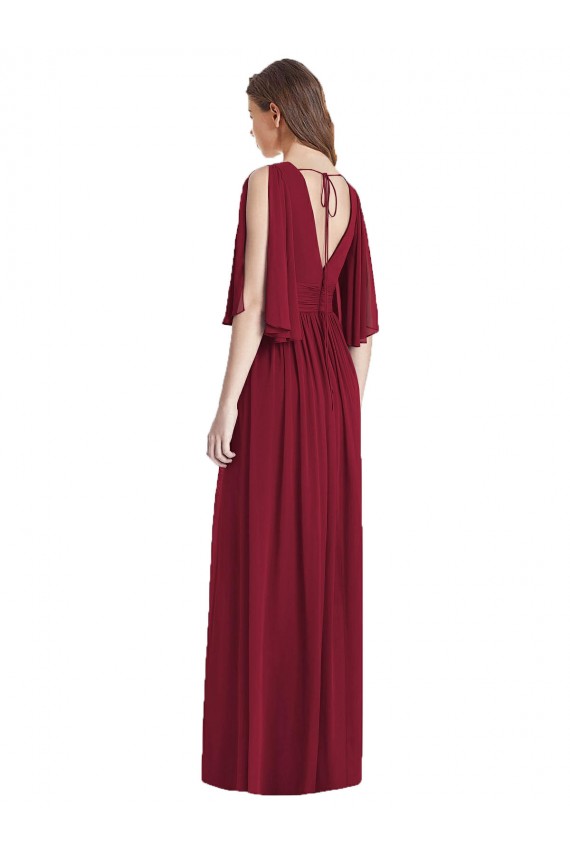 V-Neck Long Soft Chiffon Dark Navy Sleeveless Semi Formal Evening Dress / Bridesmaid Dress Darwin