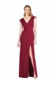V-Neck Long Soft Chiffon Burgundy Ruffle Sleeves Bridesmaid Dress Darwin