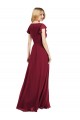 V-Neck Long Lxue Chiffon Royal Blue Flutter Sleeves Bridesmaid Dress Darwin