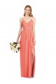 V-Neck Long Soft Chiffon Coral Sleeveless Formal Dress / Bridesmaid Dress Darwin
