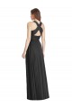 V-Neck Long Soft Chiffon Black Sleeveless Bridesmaid Dress Darwin