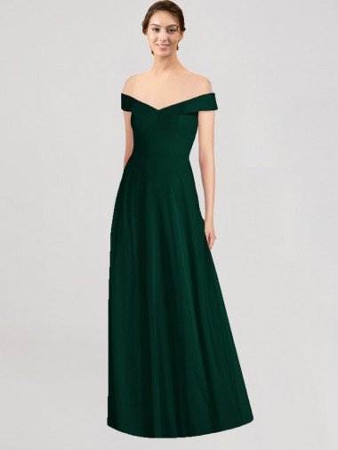 V-Neck Long Soft Chiffon Ever Green Sleeveless Formal Dress / Bridesmaid Dress Darwin
