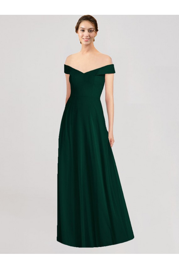 V-Neck Long Soft Chiffon Ever Green Sleeveless Formal Dress / Bridesmaid Dress Darwin