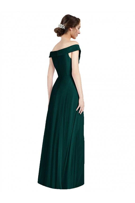 V-Neck Long Soft Chiffon Ever Green Sleeveless Formal Dress / Bridesmaid Dress Darwin