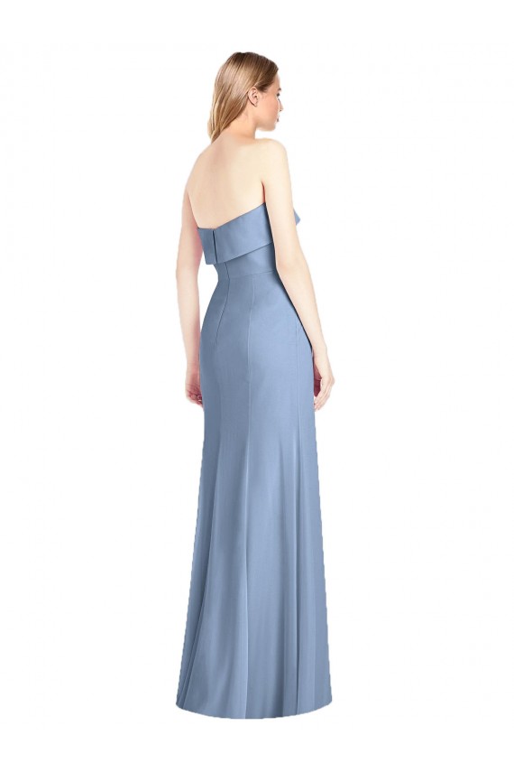 Strapless Long Soft Chiffon Dusty Blue Trumpet Sleeveless Bridesmaid Dress Darwin