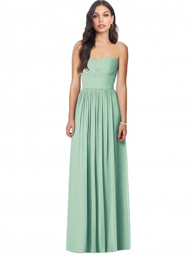 Strapless Long Soft Chiffon Mint Green Sleeveless Bridesmaid Dress Darwin