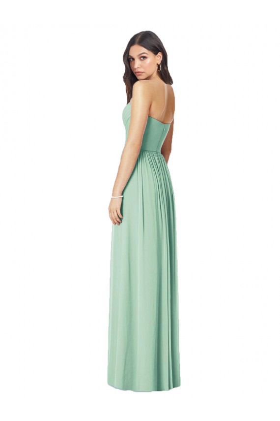 Strapless Long Soft Chiffon Mint Green Sleeveless Bridesmaid Dress Darwin