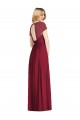 V-Neck Long Soft Chiffon Dark Navy Cap Sleeves Bridesmaid Dress Darwin