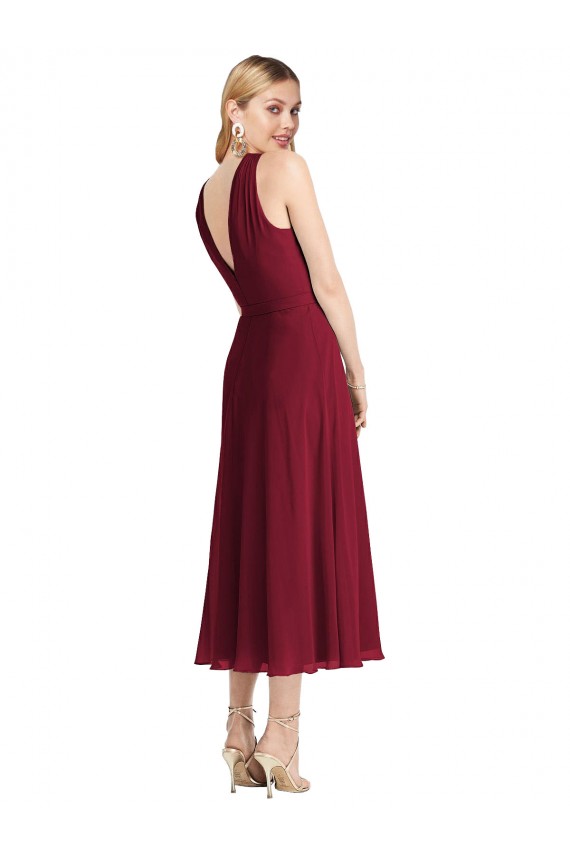 Halter Neck Tea length Soft Chiffon Lilac Sleeveless Prom Dress / Bridesmaid Dress Darwin