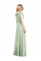 Off the Shoulder Long Soft Chiffon Sage Trumpet Sleeveless Bridesmaid Dress Darwin