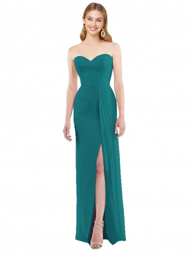 Strapless Long Soft Chiffon Hunter Sleeveless Bridesmaid Dress Darwin
