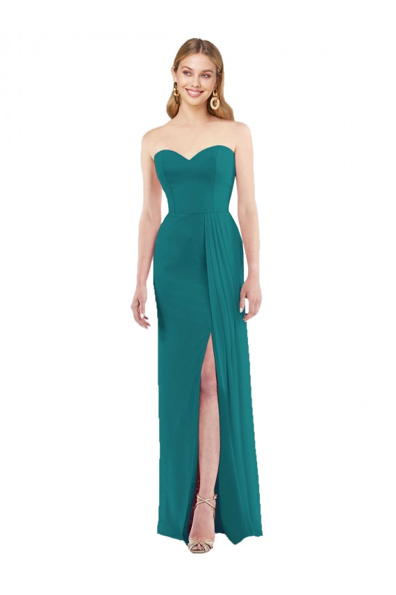 Strapless Long Soft Chiffon Hunter Sleeveless Bridesmaid Dress Darwin