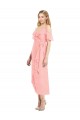 V-Neck Cocktail Length Soft Chiffon Salmon Cold Shoulder High Low Bridesmaid Dress Darwin