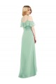 V-Neck Long Soft Chiffon Mint Green Cold Shoulder High Low Bridesmaid Dress Darwin
