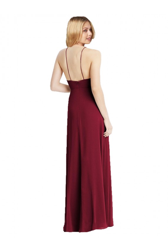 High Neck Long Soft Chiffon Dark Green Sleeveless Semi Formal Evening Dress / Bridesmaid Dress Darwin