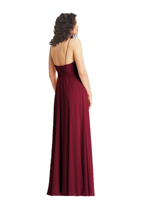 V-Neck Long Soft Chiffon Smoke Green Sleeveless Formal Evening Gown / Bridesmaid Dress Darwin