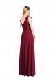 V-Neck Long Soft Chiffon Coral Sleeveless Bridesmaid Dress Darwin