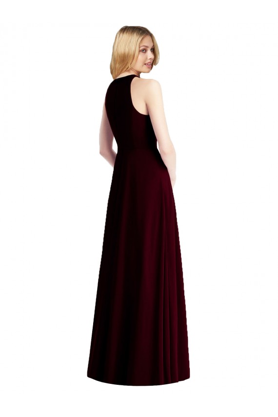 Halter Neck Long Soft Chiffon Light Sky Blue Sleeveless Semi Formal Evening Dress / Bridesmaid Dress Darwin