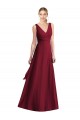 V-Neck Long Floor Length Chiffon Burgundy Sleeveless Bridesmaid Dress Darwin