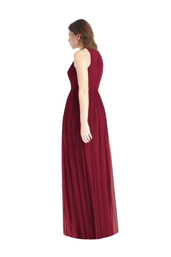 Halter Neck Long Soft Chiffon Lilac Sleeveless Bridesmaid Dress Darwin