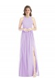 Halter Neck Long Soft Chiffon Lilac Sleeveless Bridesmaid Dress Darwin