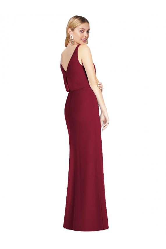 V-Neck Long Soft Chiffon Dusty Pink Sleeveless Bridesmaid Dress Darwin