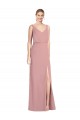 V-Neck Long Soft Chiffon Dusty Pink Sleeveless Bridesmaid Dress Darwin