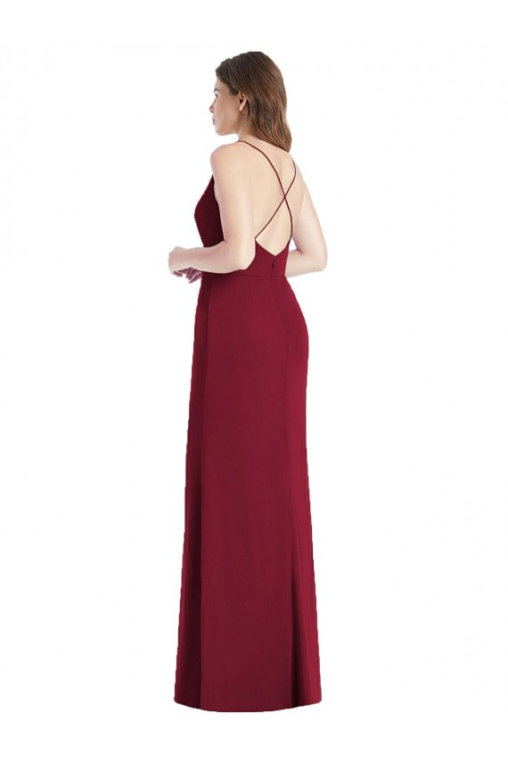 V-Neck Long Soft Chiffon Hunter Sleeveless Bridesmaid Dress Darwin