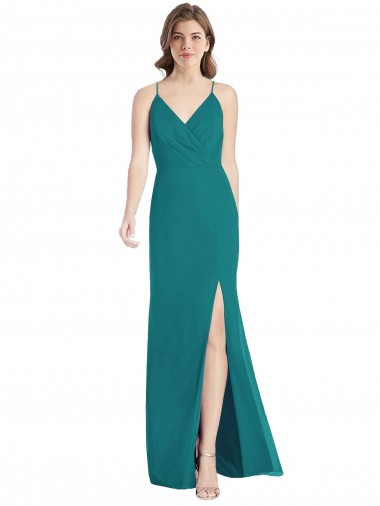 V-Neck Long Soft Chiffon Hunter Sleeveless Bridesmaid Dress Darwin