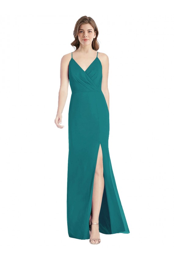 V-Neck Long Soft Chiffon Hunter Sleeveless Bridesmaid Dress Darwin