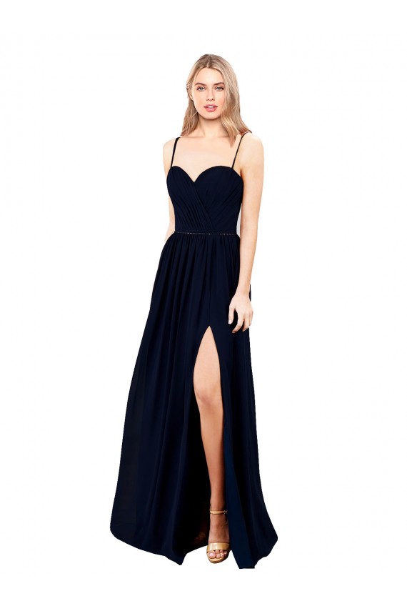 Sweetheart Long Soft Chiffon Dark Navy Sleeveless Formal Evening Gown / Bridesmaid Dress Darwin
