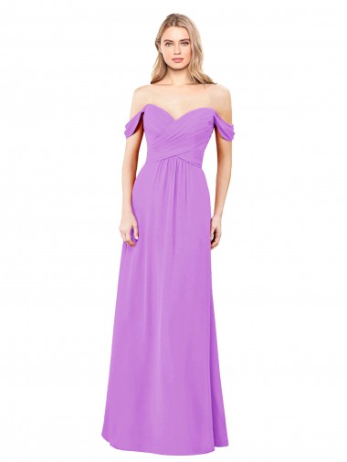Sweetheart Long Soft Chiffon Violet Sleeveless Bridesmaid Dress Darwin