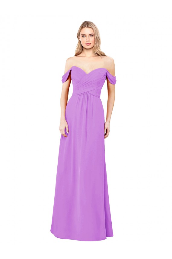 Sweetheart Long Soft Chiffon Violet Sleeveless Bridesmaid Dress Darwin
