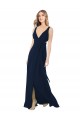 V-Neck Long Chiffon Dark Navy Sleeveless Bridesmaid Dress / Evening Dress Darwin