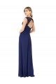 V-Neck Long Soft Chiffon Sapphire Cap Sleeves Bridesmaid Dress Darwin