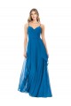 Sweetheart Long Soft Chiffon Peacock Blue Sleeveless Bridesmaid Dress Darwin
