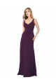 V-Neck Long Floor Length Chiffon Grape Sleeveless Bridesmaid Dress Darwin