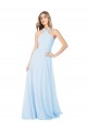 High Neck Long Chiffon Light Sky Blue Sleeveless Bridesmaid Dress / Evening Gowns Darwin