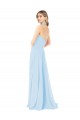 High Neck Long Chiffon Light Sky Blue Sleeveless Bridesmaid Dress / Evening Gowns Darwin