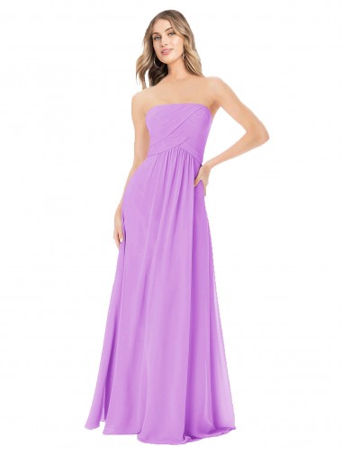 Strapless Long Soft Chiffon Violet Sleeveless Bridesmaid Dress Darwin