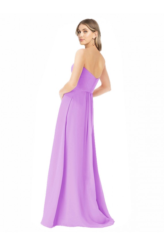 Strapless Long Soft Chiffon Violet Sleeveless Bridesmaid Dress Darwin