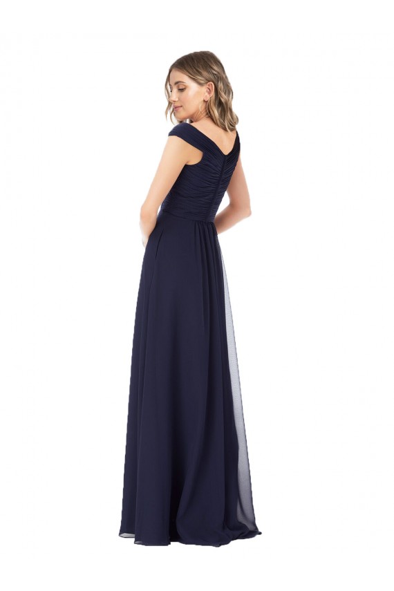 Off the Shoulder Long Soft Chiffon Dark Navy Sleeveless Evening Dress / Bridesmaid Dress Darwin