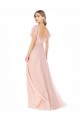 Square Neck Long Soft Chiffon Pink Cap Sleeves Formal Dress / Bridesmaid Dress Darwin