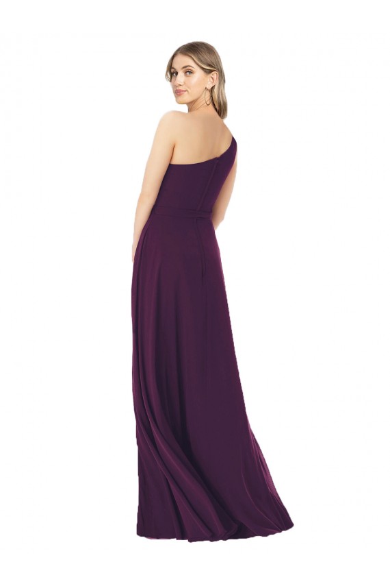 One Shoulder Long Soft Chiffon Grape Sleeveless Formal Dress / Bridesmaid Dress Darwin