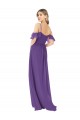 High Neck Long Soft Chiffon Plum Purple Cold Shoulder Bridesmaid Dress Darwin