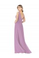 V-Neck Long Soft Chiffon Dark Lavender Sleeveless Bridal Party Dress Darwin