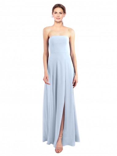 Strapless Long Soft Chiffon Light Sky Blue Sleeveless Bridesmaid Dress Darwin