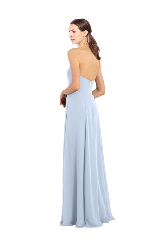 Strapless Long Soft Chiffon Light Sky Blue Sleeveless Bridesmaid Dress Darwin