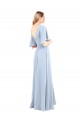 V-Neck Long Chiffon Light Sky Blue Flutter Sleeves Bridesmaid Dress / Evening Dress Darwin